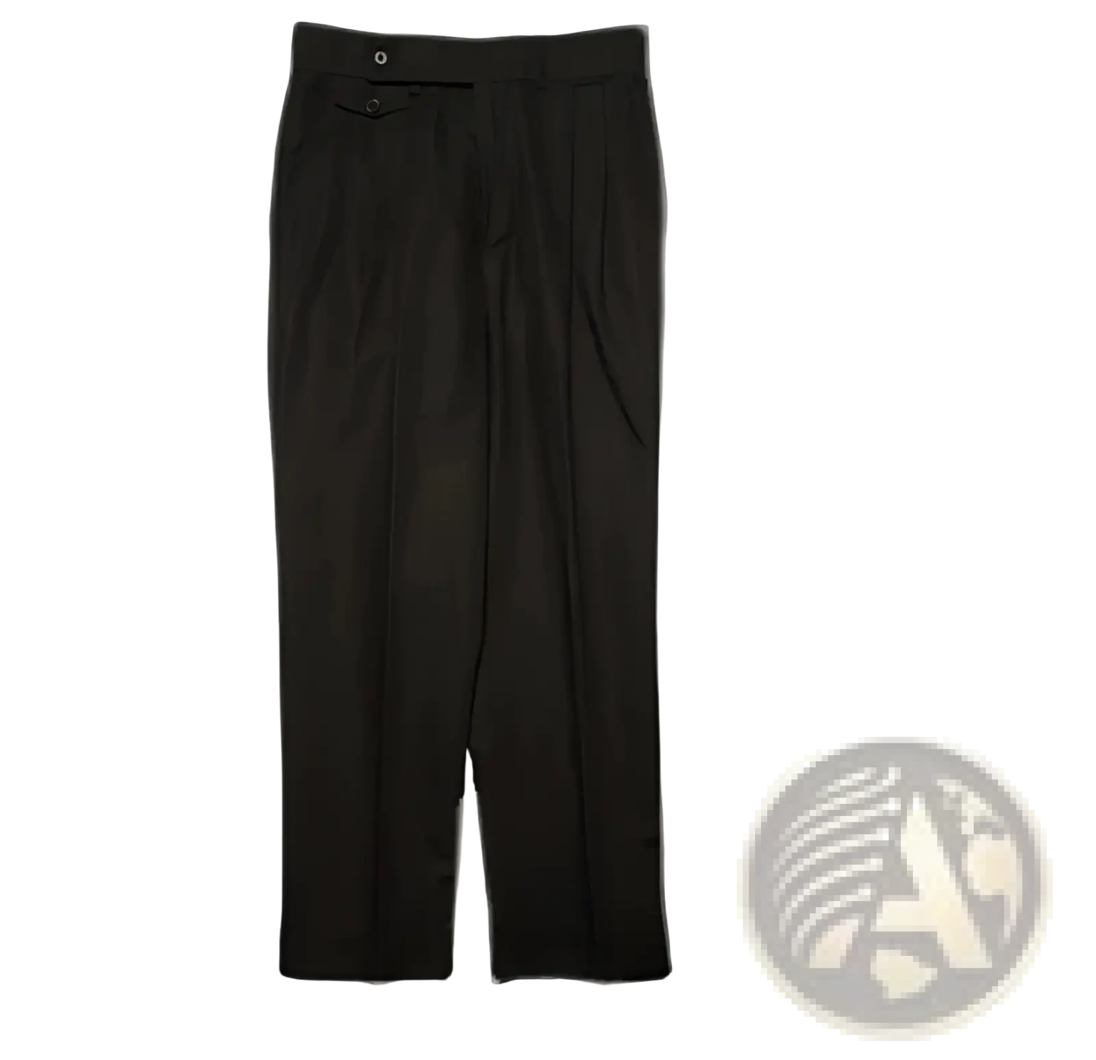 Black high waisted linen trousers for men with tailored fit pleats and a buttoned waistband
