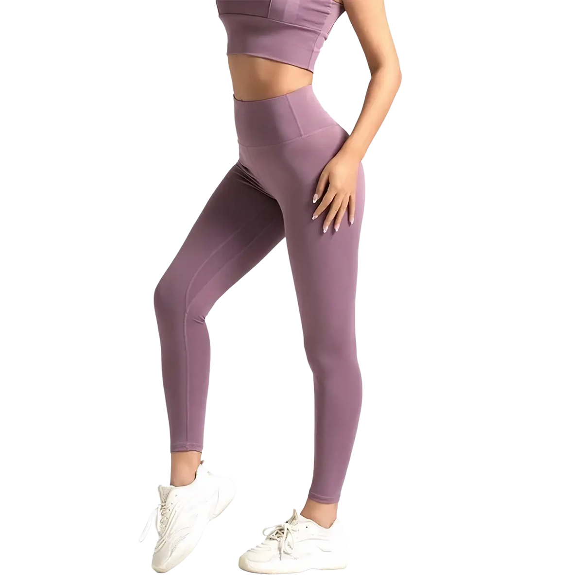 High waisted mint green yoga leggings 3xl with smooth stretchy fabric and seamless design in purple shown from the back