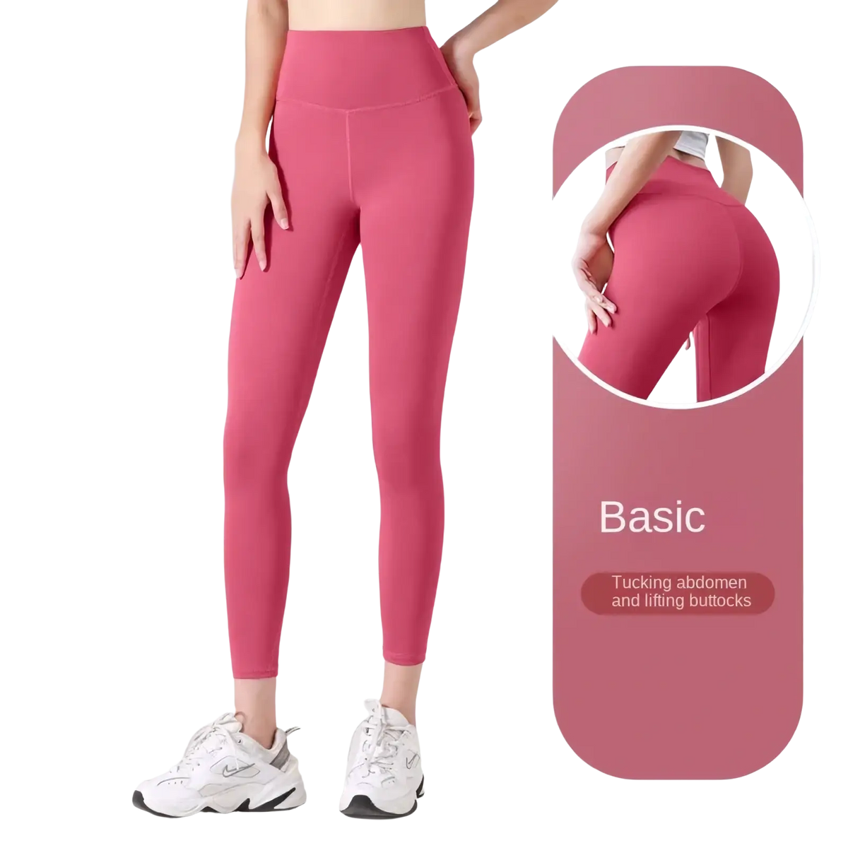 Raspberry red high waisted sleek form fitting leggings shown with high waisted mint green yoga leggings 3xl title