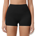 Black high waisted quick dry running shorts with smooth stretchy fabric and seamless construction