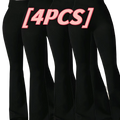 Black high waisted sharkskin flare leggings with sleek, smooth fabric and form fitting design in a 4pack set