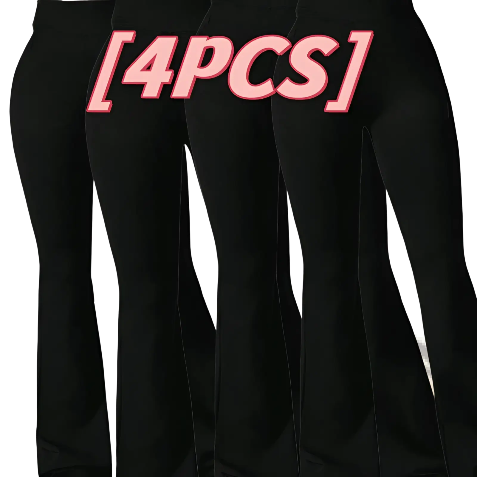 Black high waisted sharkskin flare leggings with sleek, smooth fabric and form fitting design in a 4pack set