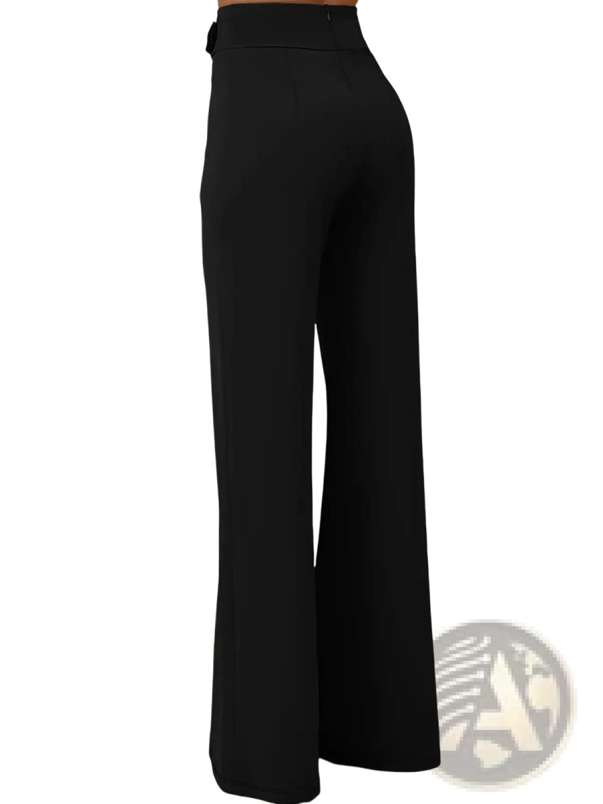 Black high-waisted wide-leg office trousers with a sleek tailored fit perfect for professional wear