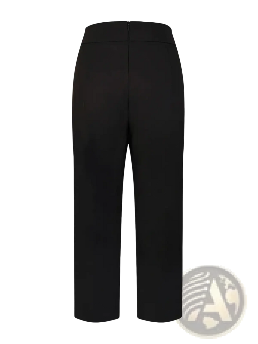 Black high-waisted straight-leg tailored trousers perfect for office wear with a sleek and polished fit