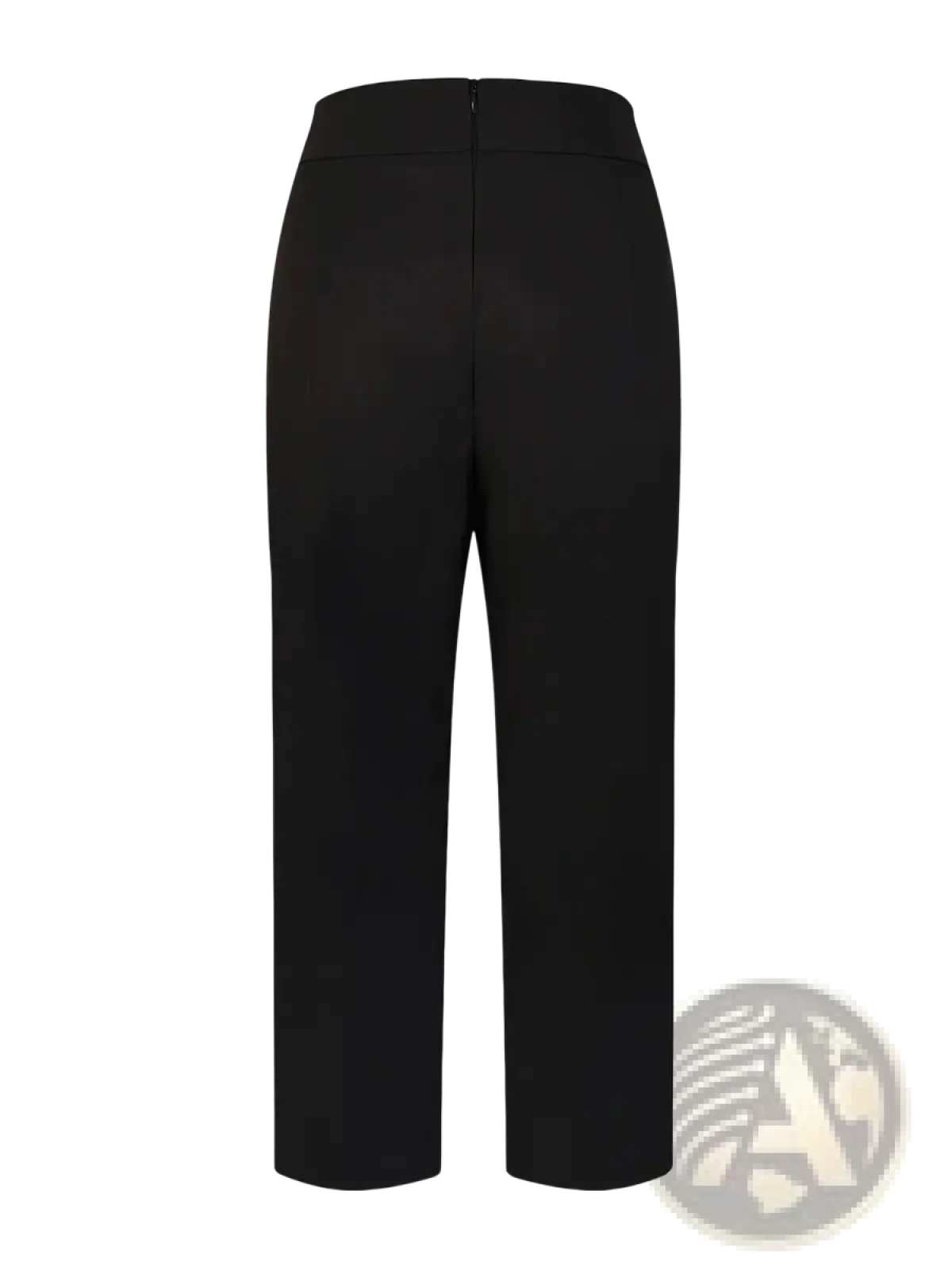 Black high-waisted straight-leg tailored trousers perfect for office wear with a sleek and polished fit