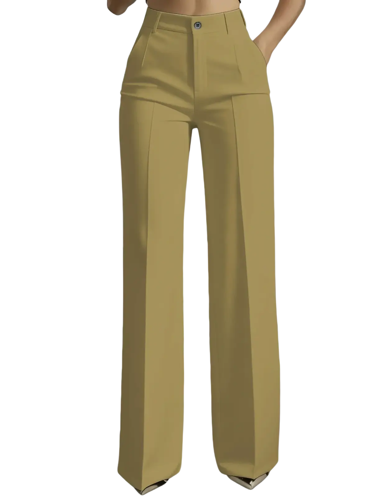 High-waisted wide-leg trousers in mustard yellow with a tailored design and subtle pleats for a polished look