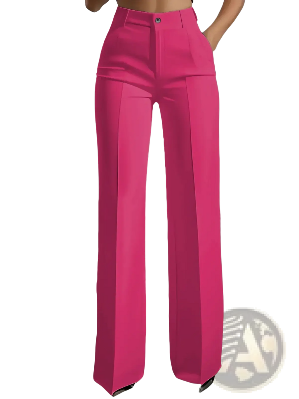 Bright fuchsia high-waisted wide-leg trousers with a sleek tailored design ideal for formal and casual wear