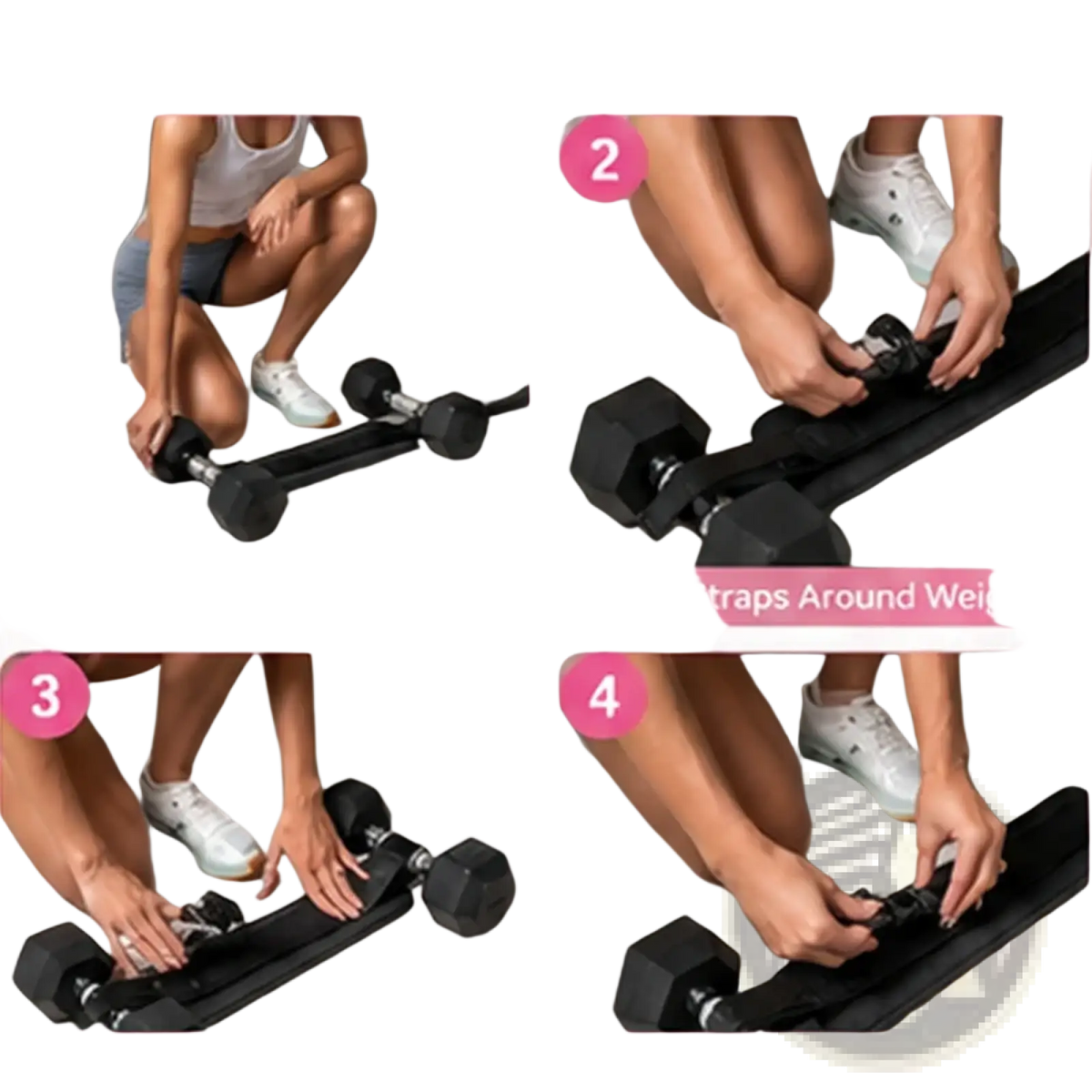 Black fitbelt hip thrust belt with adjustable straps and velcro closure for glute workouts shown from the back side
