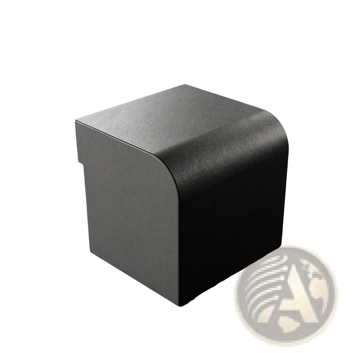Black leather hip thrust box with rounded edges and matte finish designed for padded fitness equipment use