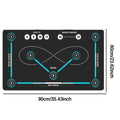 Black hockey training mat non slip stickhandling pad with teal circuit design and numbered drag gameplay zones