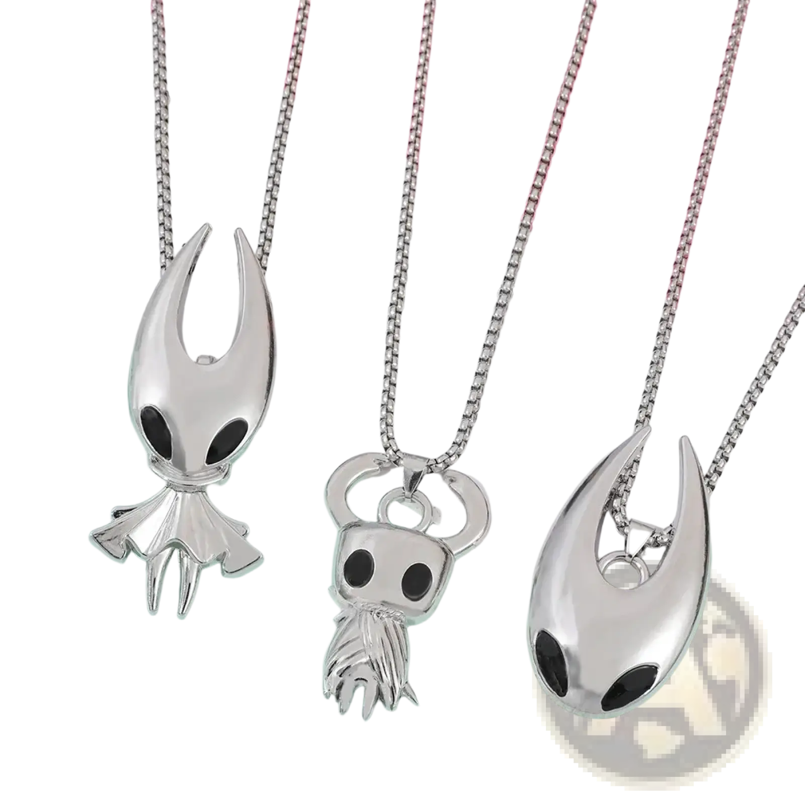 Silver hollow knight character pendants on chains made of metal for gaming necklaces and accessories