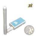 White plastic usb dongle with light blue top panel and white antenna for home assistant green smart home controller