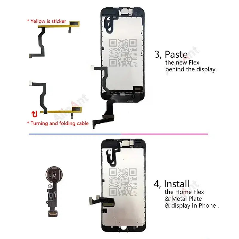 Black iPhone 6/7 display assembly with home button flex cable for phone parts and press home button replacement