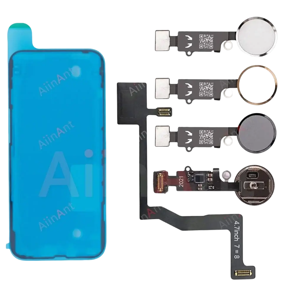 Blue transparent screen protector designed for iphone 7/8 to protect the home button and enhance phone parts durability