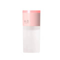 A sleek translucent white portable USB LED mist humidifier and aroma diffuser with a soft pink cap and minimalist h₂o branding