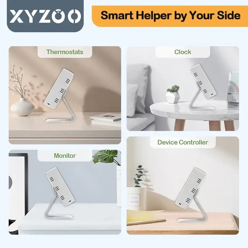 White xyzoo smart home switch desktop stand for thermostats clocks and device controllers in sturdy design