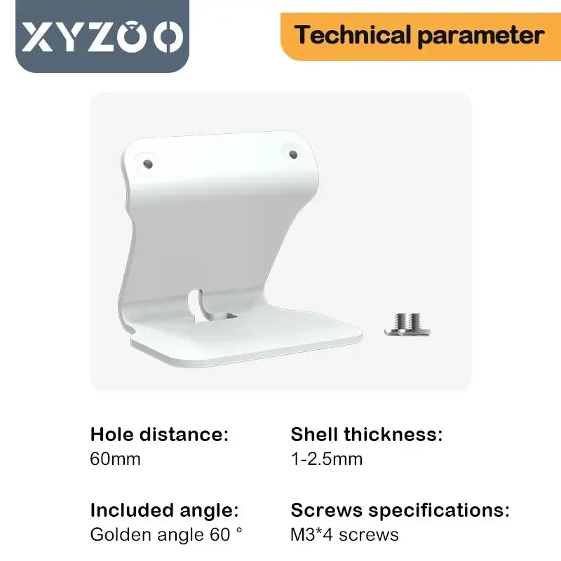 White xyzoo wall mount bracket with sleek curved design and included m3*4 screws for home switch desktop stand