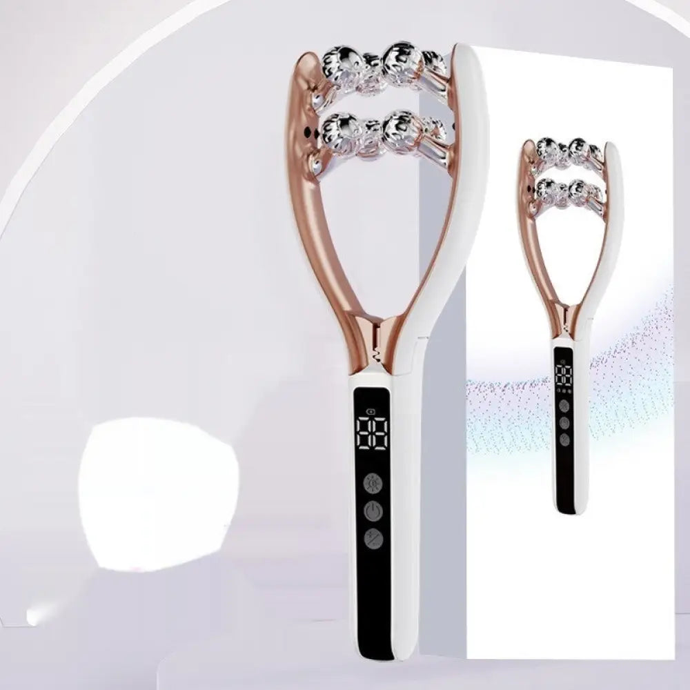 Ems Microcurrent dual wave facial lifting roller in rose gold and white with silver crystal beads electric design