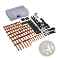 Orange anodized aluminum motorcycle bolt kit with black plastic and metal fasteners for honda transalp fairing