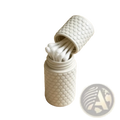 White honeycomb-patterned silicone cotton swab holder storage box for organized and hygienic swab storage