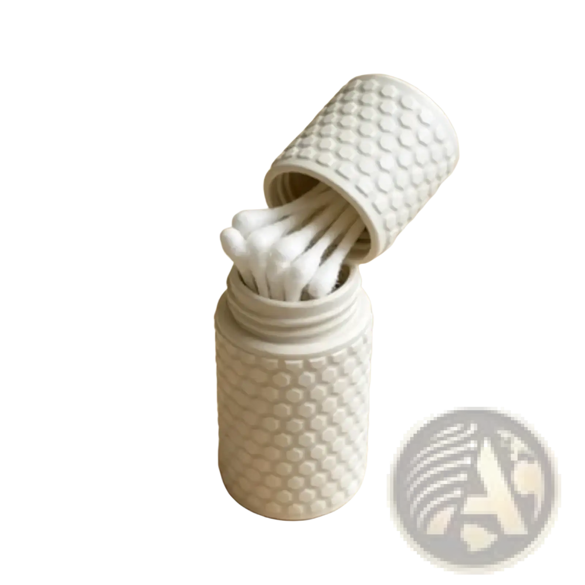 White honeycomb-patterned silicone cotton swab holder storage box for organized and hygienic swab storage