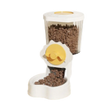 Hoopet wall mounted automatic white and yellow pet feeder with transparent container and duck shaped chocolate chip treat dispenser