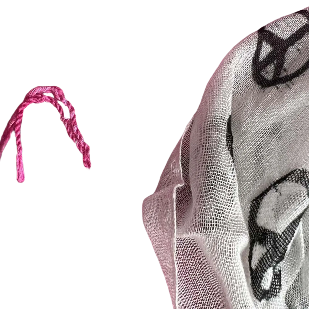 Vibrant hot pink and white mesh viscose scarf with black peace graphic prints vibrant and lightweight accessory
