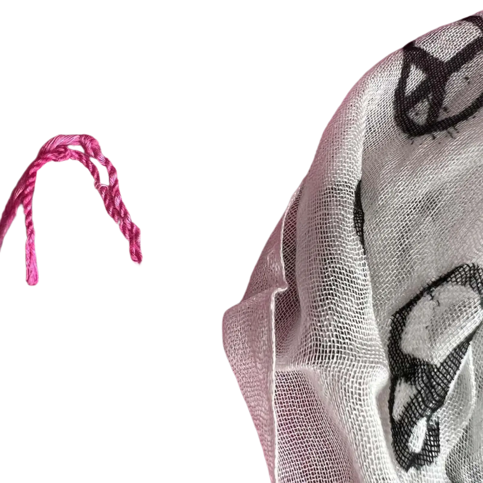 Vibrant hot pink and white mesh viscose scarf with black peace graphic prints vibrant and lightweight accessory
