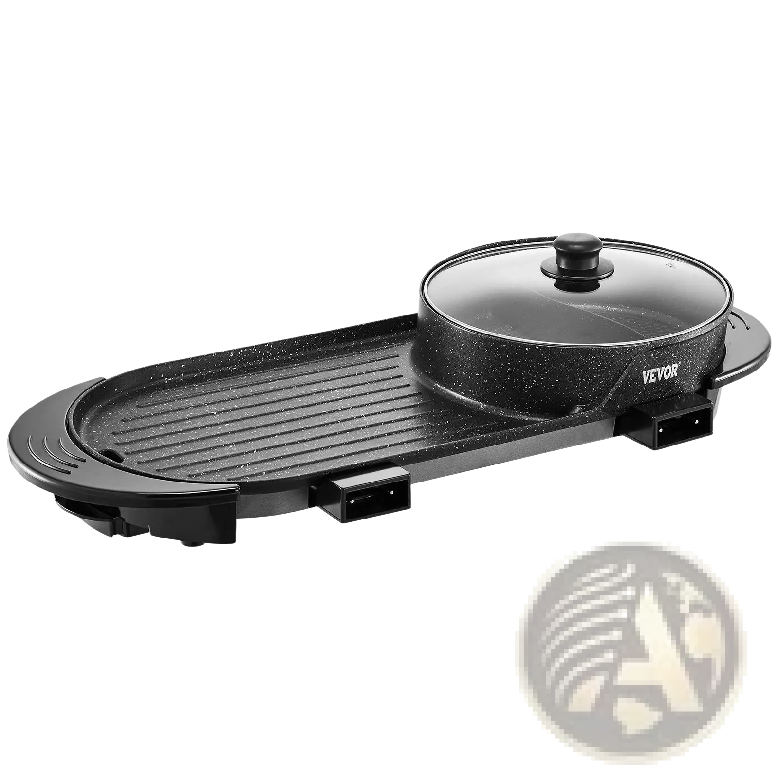 Black speckled veyor hot pot with grill 2200w electric smokeless griddle set with glass lid and pot