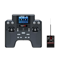 Black carbon fiber textured ht-8a 8ch remote control transmitter with digital display and multiple control buttons power supply