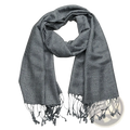 A black and white houndstooth jacquard winter scarf with fringed ends in a 2 pack set