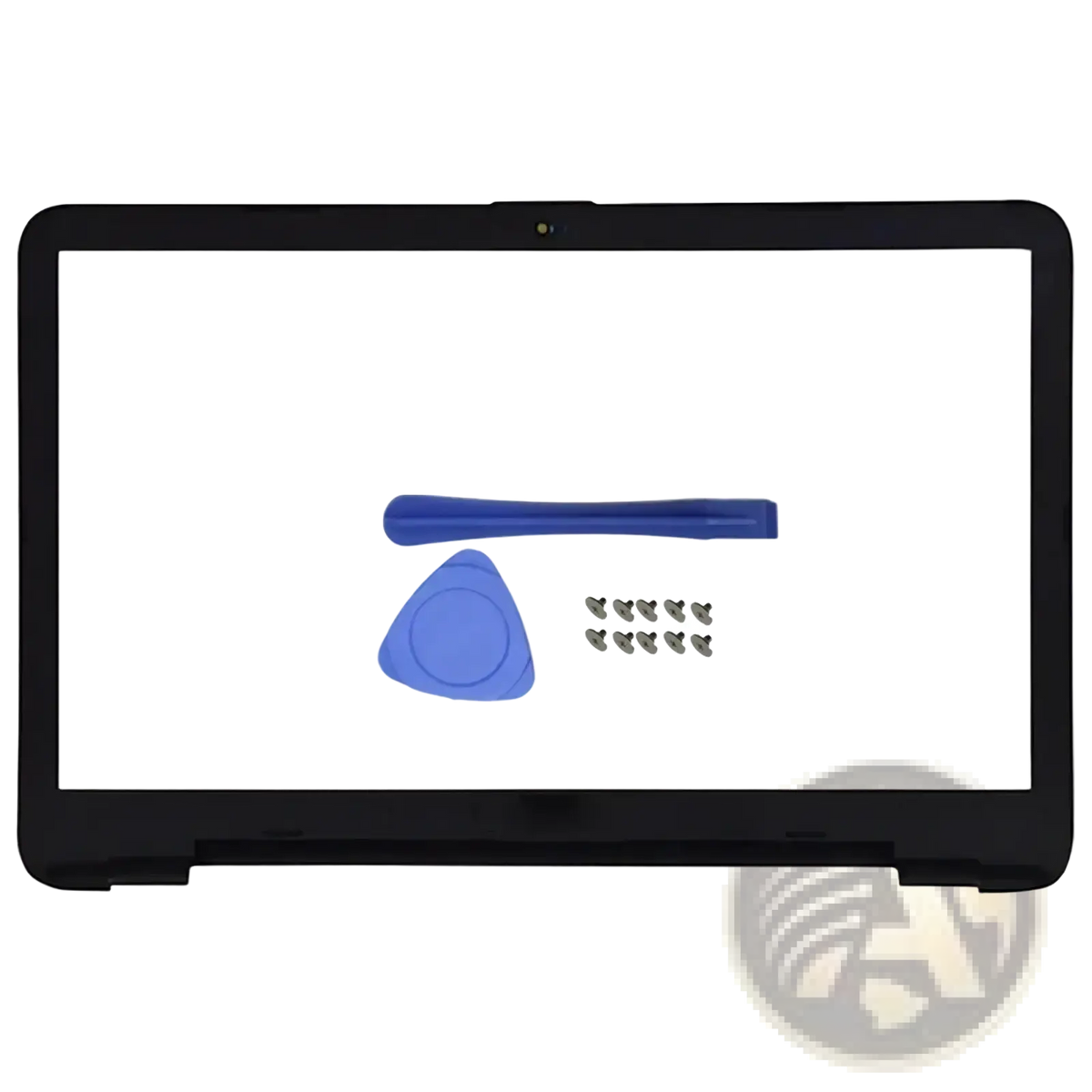 Black hp 17-x lcd back cover with hinges replacement showing front bezel with integrated camera and screw kit