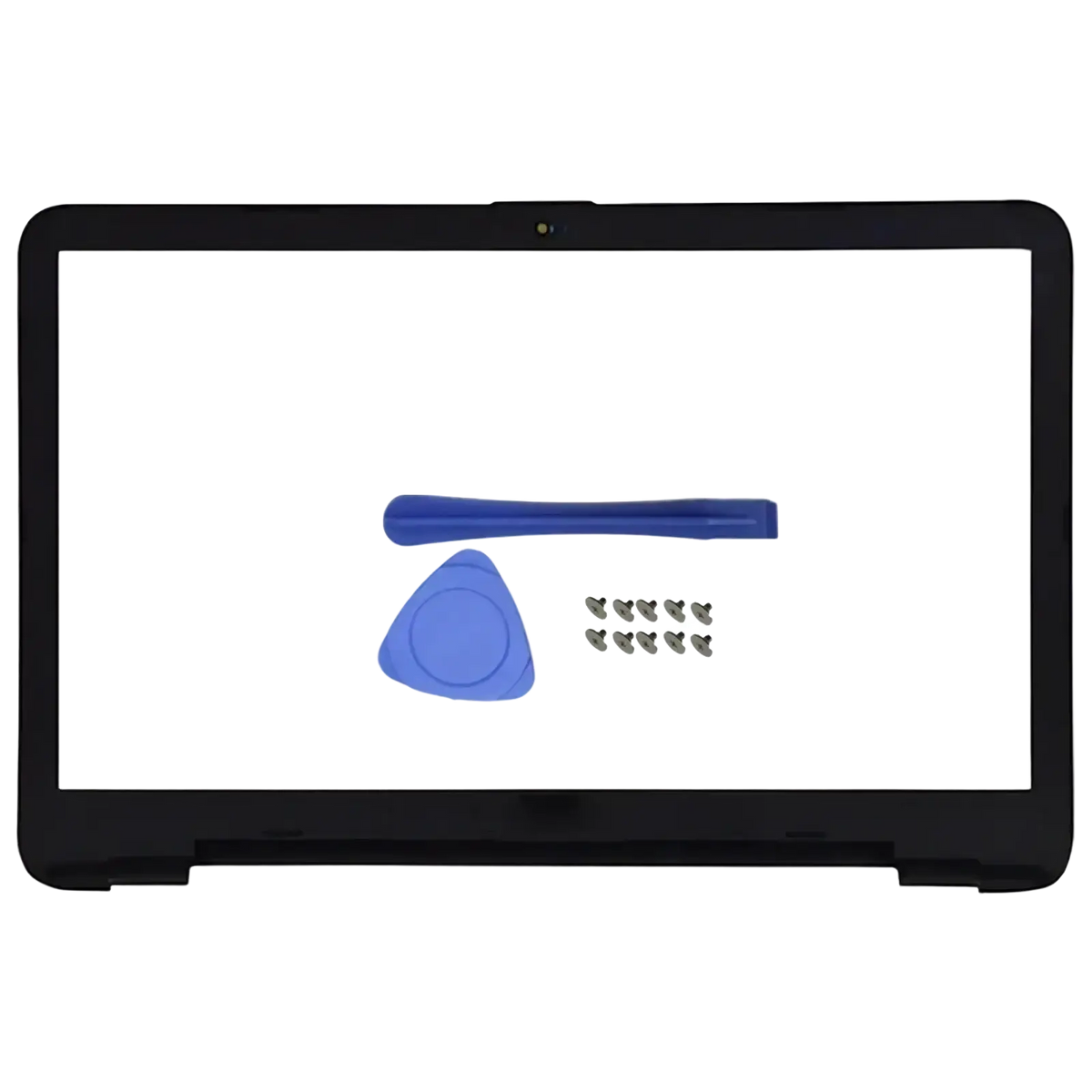 Black hp 17-x lcd back cover with hinges replacement showing front bezel with integrated camera and screw kit