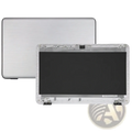 Back side of hp 17-x lcd back cover hinges replacement in silver with brushed metal finish and transparent bezel frame