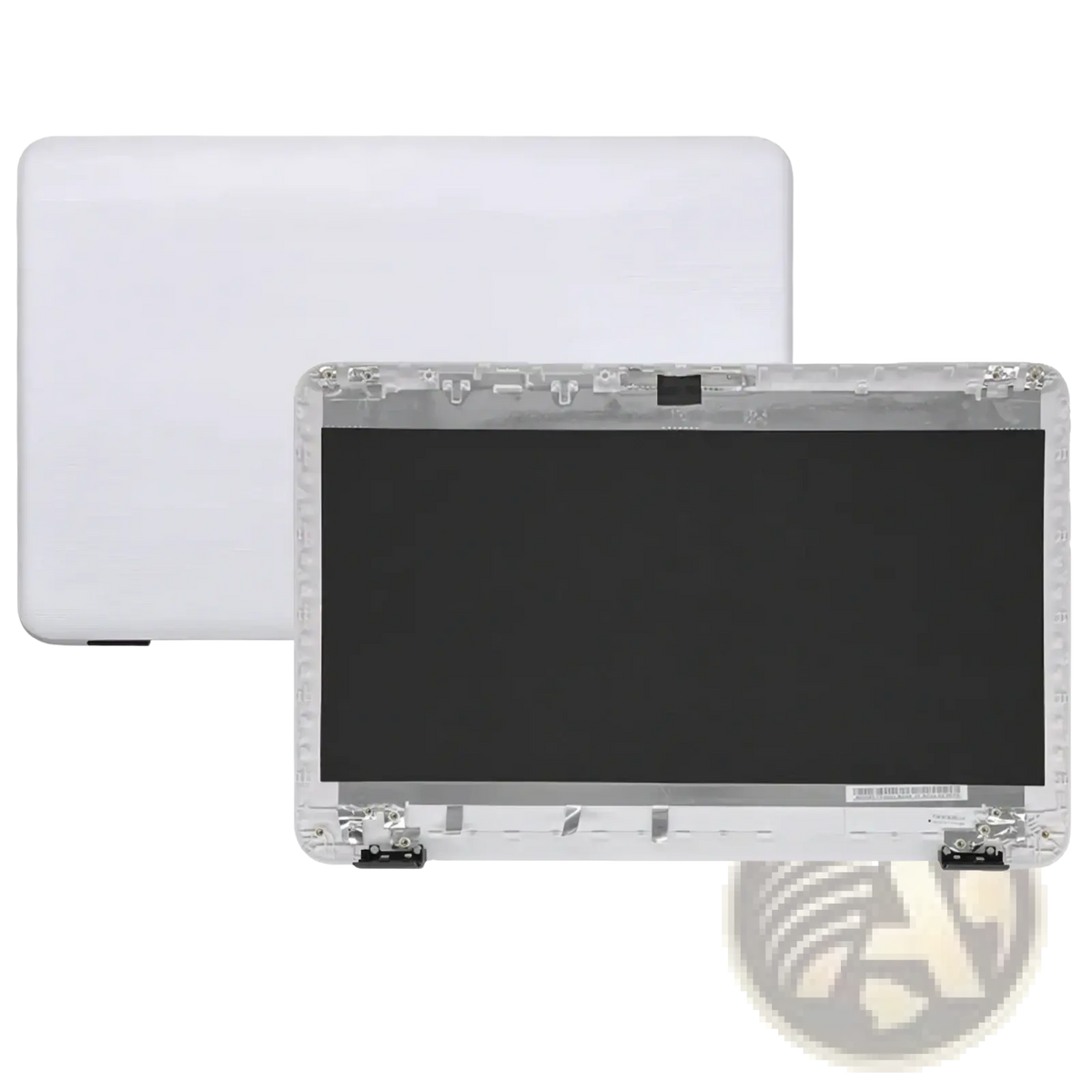 Hp 17-x white laptop lid and transparent screen assembly with lcd back cover hinges replacement showing back side