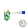 Hp pavilion power button board with cable featuring a green circuit board yellow button and blue cable cap