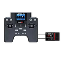 Ht-8a black remote control transmitter with carbon fiber texture and digital display connected to f-08a receiver