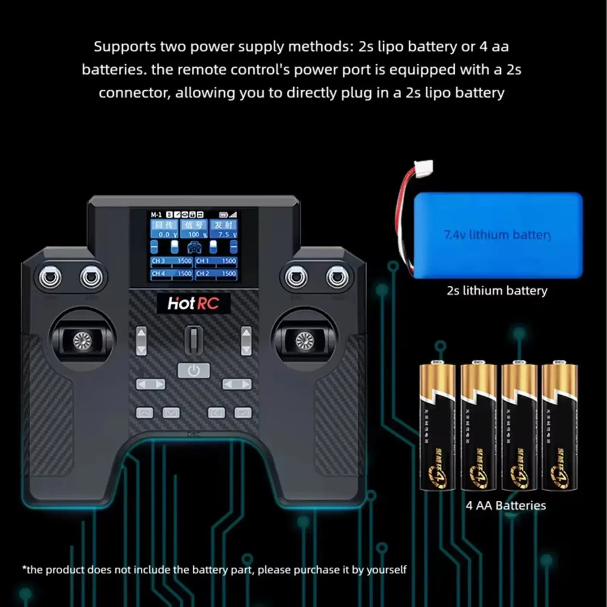 Ht-8a black hot 8 channel remote control transmitter kit with digital display and carbon fiber textured grips