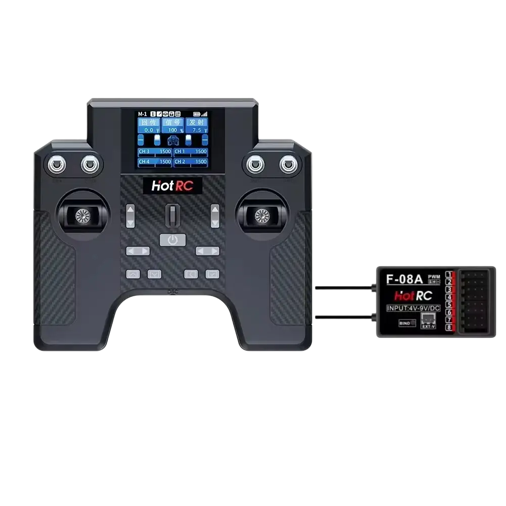 Ht-8a black remote control transmitter kit with carbon fiber texture digital display and connected f-08a receiver