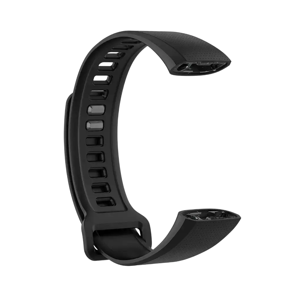 Black silicone bracelet strap for Huawei Band 2 Pro wrist band with sleek curved design and adjustable sizing holes