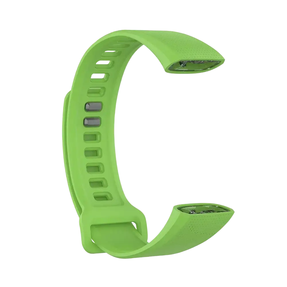 Bright lime green silicone bracelet strap for Huawei Band 2 Pro with sleek curved design and adjustable wrist band sizing