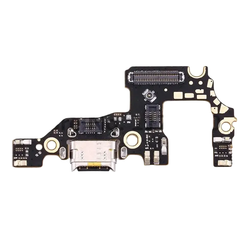 Black circuit board with silver usb-c port and gold contacts for huawei p10 p20 p30 charging port flex cable replacement