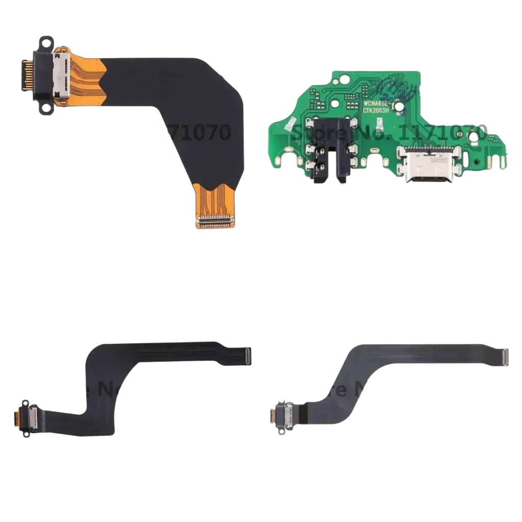 Black flexible charging port flex cable with gold connectors for Huawei P20 P30 series smartphone replacement