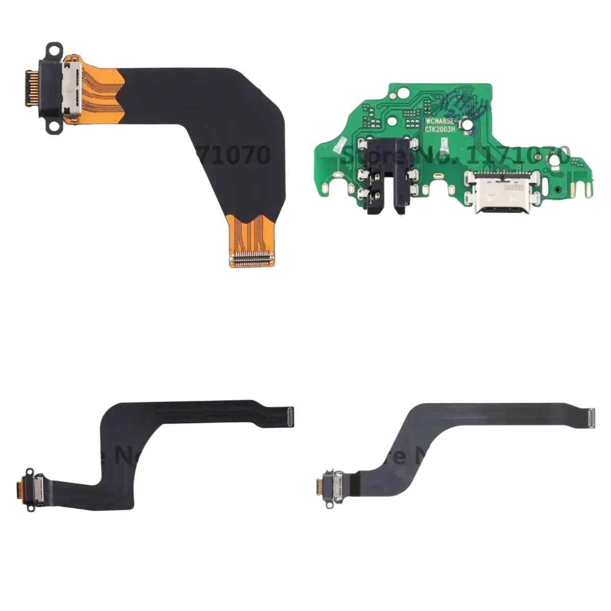 Black flexible charging port flex cable with gold connectors for Huawei P20 P30 series smartphone replacement