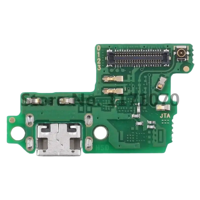 Green circuit board with silver usb-c port and components for huawei p10 p20 charging port flex cable replacement