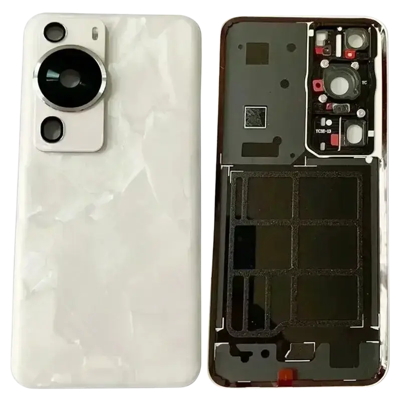 White glossy huawei p60 pro replacement back cover glass housing with circular camera module and internal frame shown