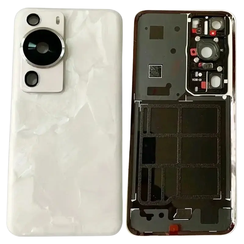 White textured back panel for huawei p60 pro replacement back cover with circular metallic camera module