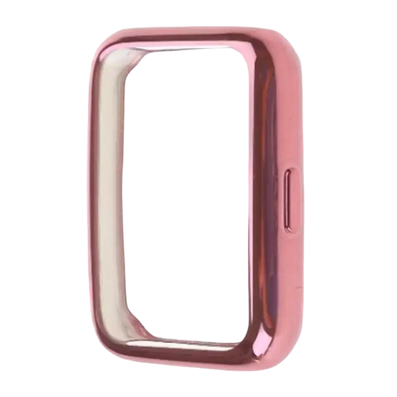 Rose gold metallic silicone protective case for Huaweiwatch Fit2 rectangular smartwatch with durable coverage