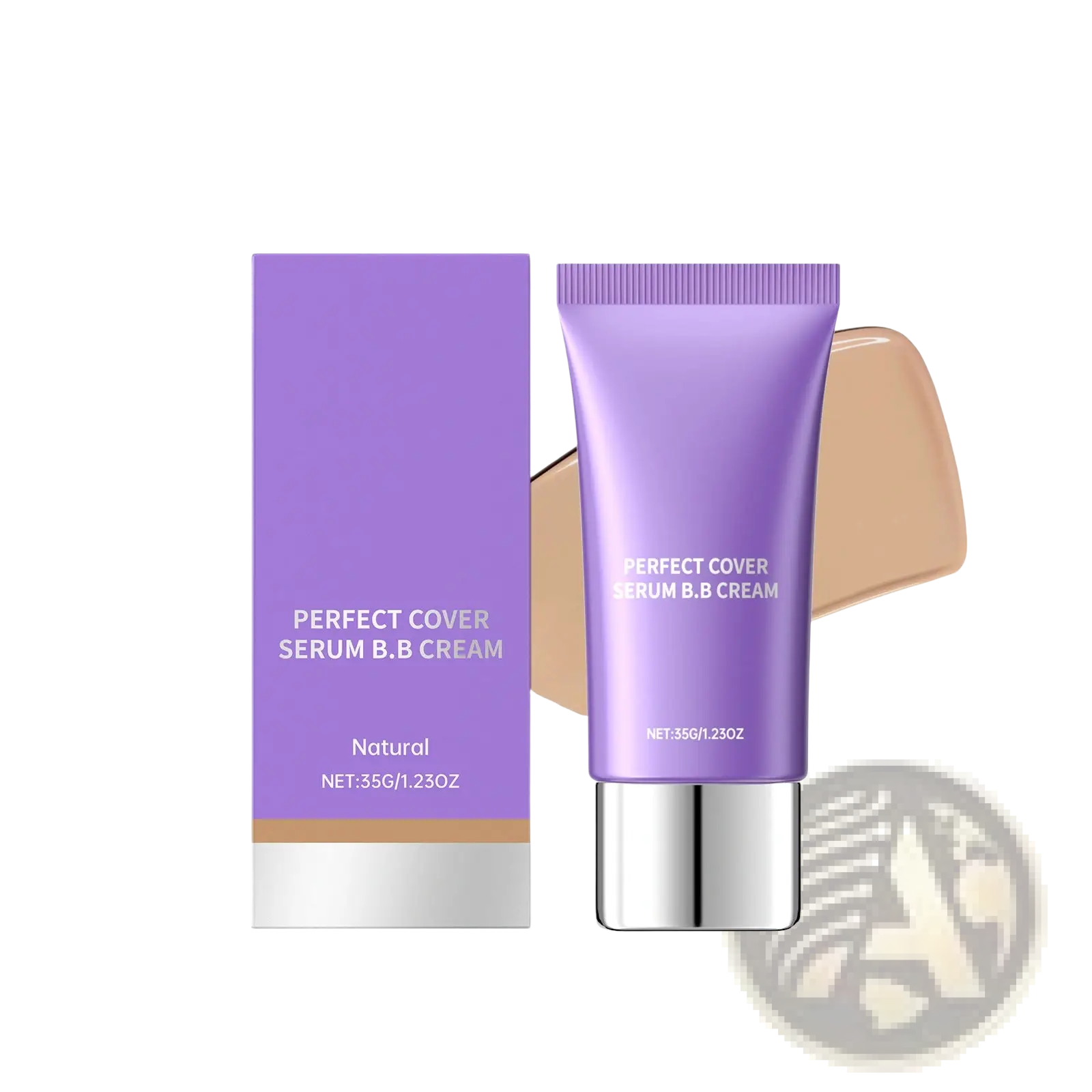 Purple tube of hydrating bb cream perfect cover serum foundation featuring perfect cover serum for flawless skin