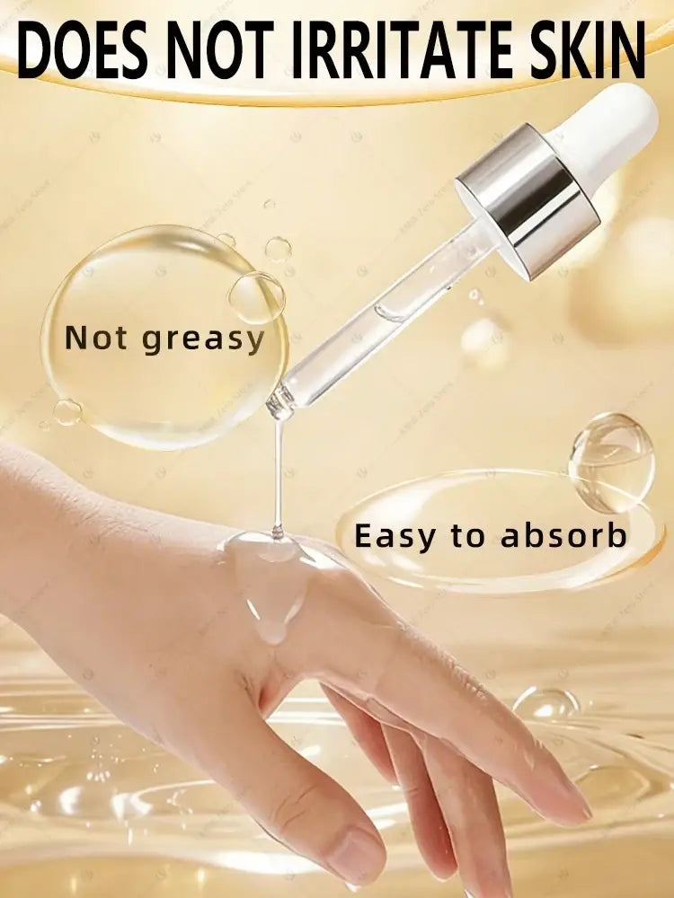 Clear glass hydrating facial serum bottle 30ml with silver metallic cap and white rubber dropper for precise application